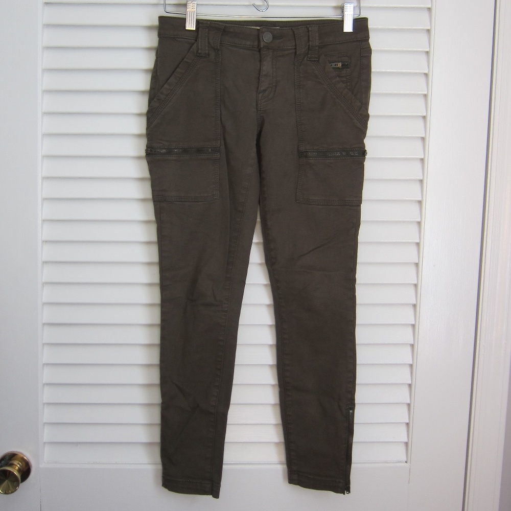 Joie Jeans Skinny Military Cargo Utility Pants in Army Green sz 25